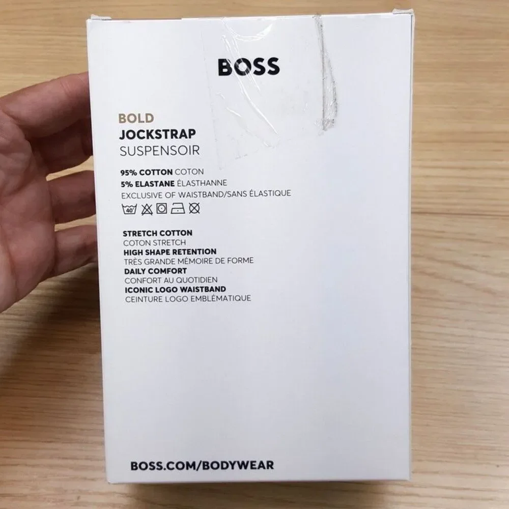 HUGO BOSS Jock Strap Mens XL Black 3-Pack Cotton Blend Logo Jockstrap
